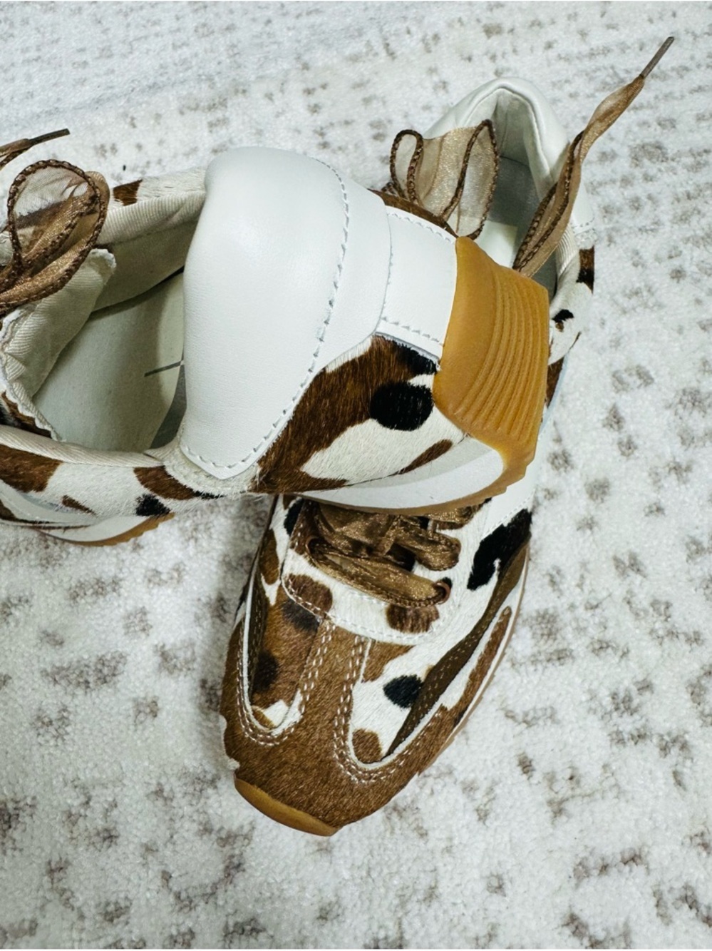 Dolce Vita Brown & White Leopard-Print Ribbon Lace Sneakers - Picture 11 of 15